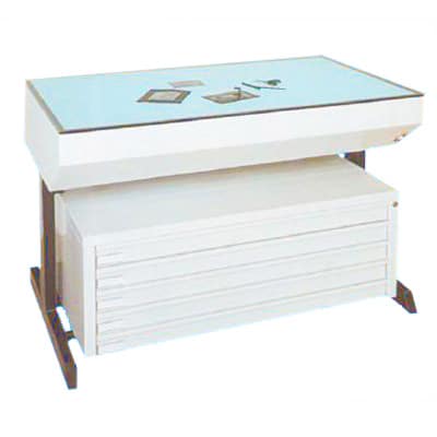 (OUT OF STOCK)  TAVOLO LUMINOSO PLASTILUX CON CASSETTIERA - MAT 100X150 LUCE 5 CASSETTI 125.5 X 90.5 NETTO.