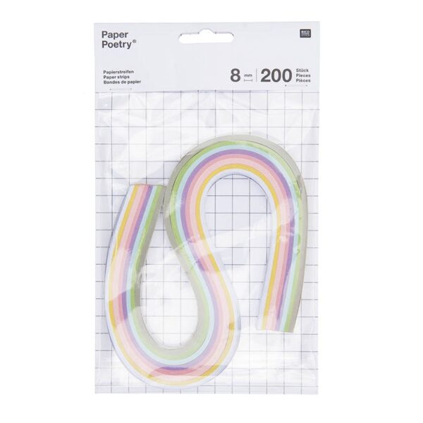 (OUT OF STOCK)Set 200 strisce di carta per Quilling 8 mm - Pastello