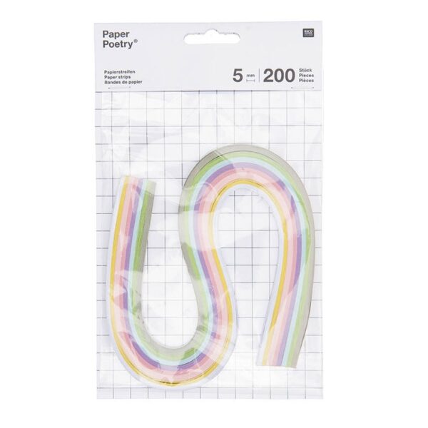 (OUT OF STOCK)Set 200 strisce di carta per Quilling 5 mm - Pastello