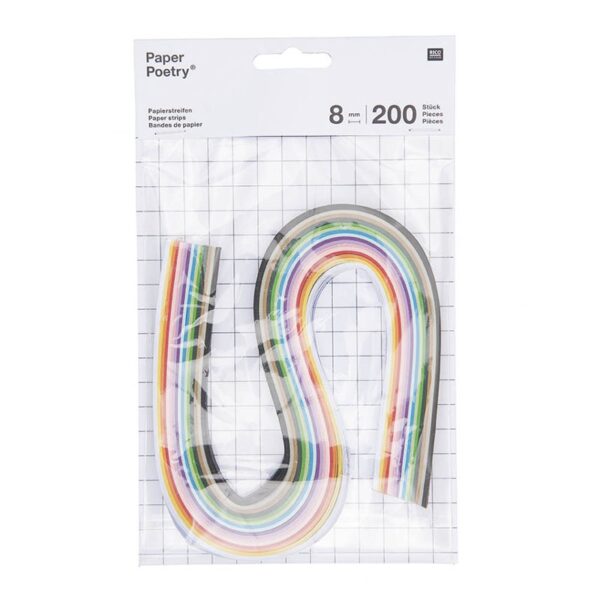 (OUT OF STOCK)Set 200 strisce di carta per Quilling 8 mm - Multicolore