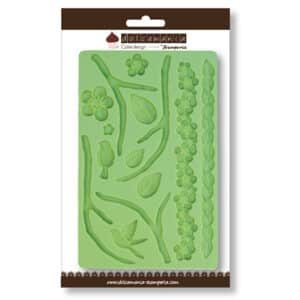(OUT OF STOCK)Calco in silicone decoro fiori e foglie
