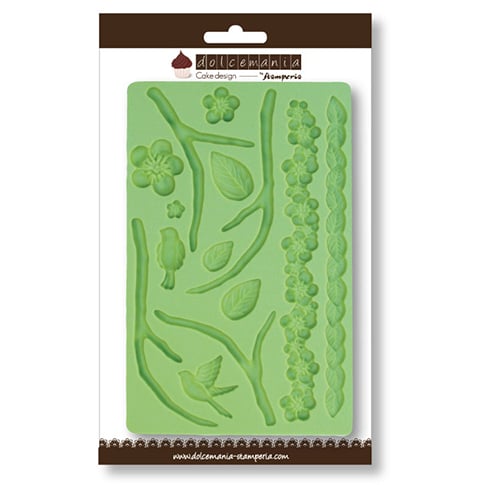 (OUT OF STOCK)Calco in silicone decoro fiori e foglie