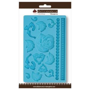 (OUT OF STOCK)Calco in silicone decoro rose e foglie