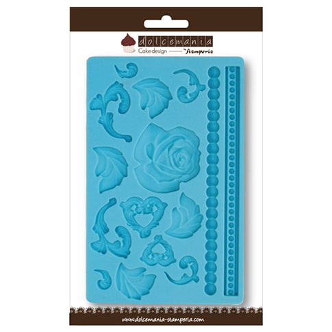 (OUT OF STOCK)Calco in silicone decoro rose e foglie
